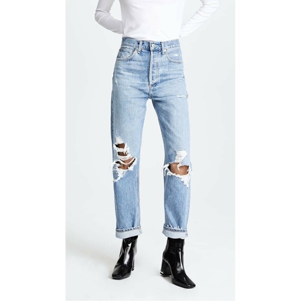 Agolde womens Distressed Straight Jeans